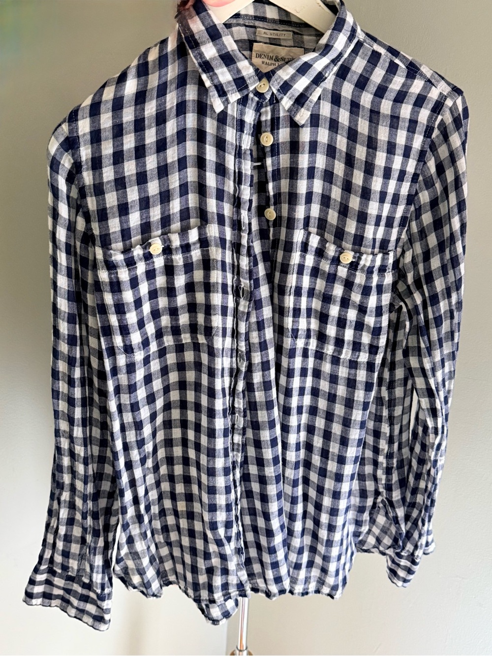 Ralph Lauren Denim & Supply Navy and White Gingham Button-Down Shirt